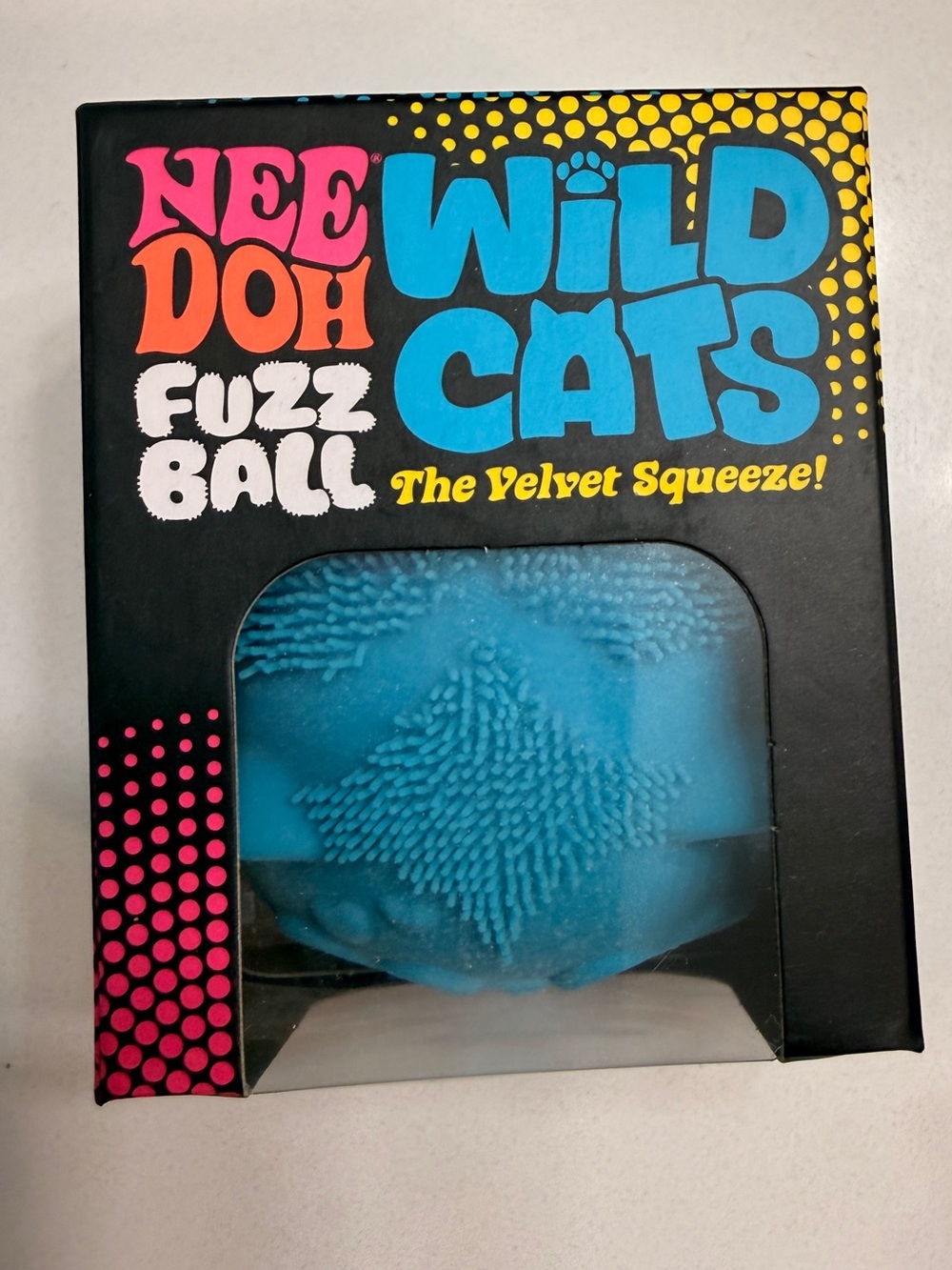 Authentic Needoh Fuzz Ball Wild Cats Squish Toy by Schylling - Blue